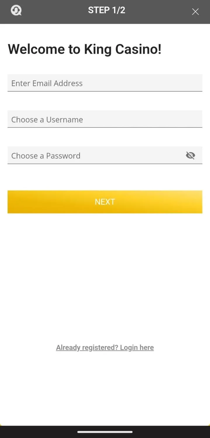 King Casino Registration Process Background Image