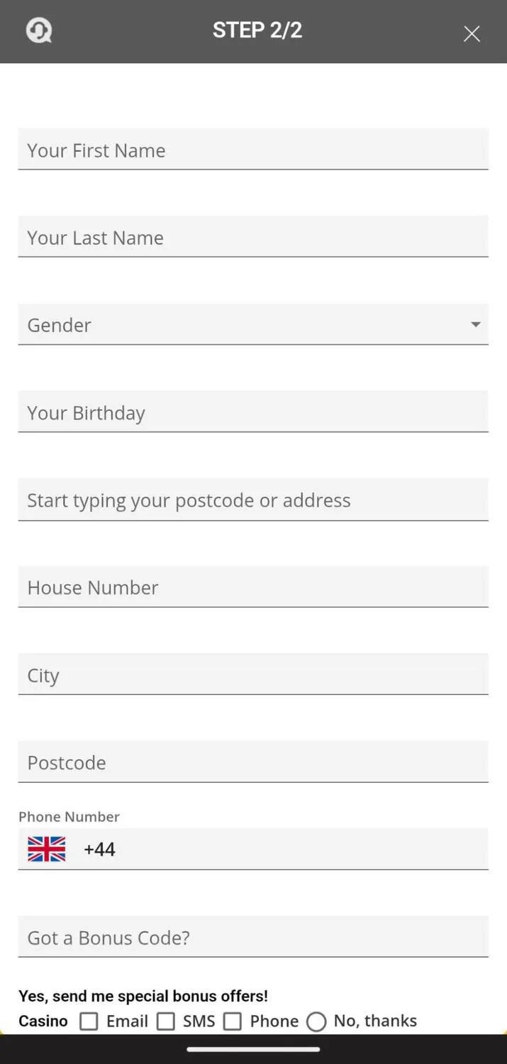 King Casino User Details Background Image