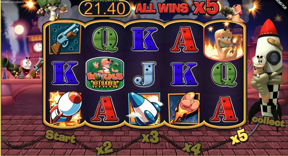 Worms Reloaded Slot Wins Background Image