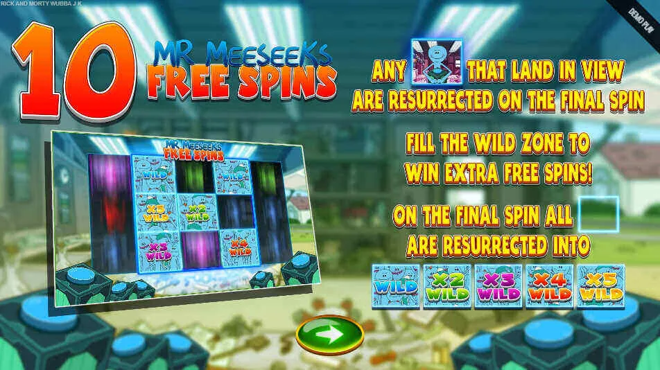 10 Mr Meeseeks Free Spins Background Image