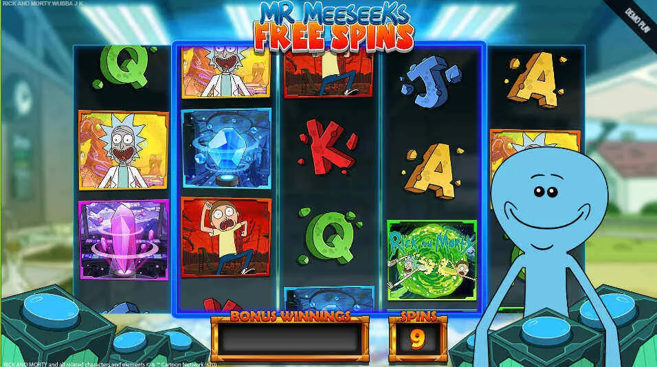 Mr Meeseeks Free Spins Winnings Background Image