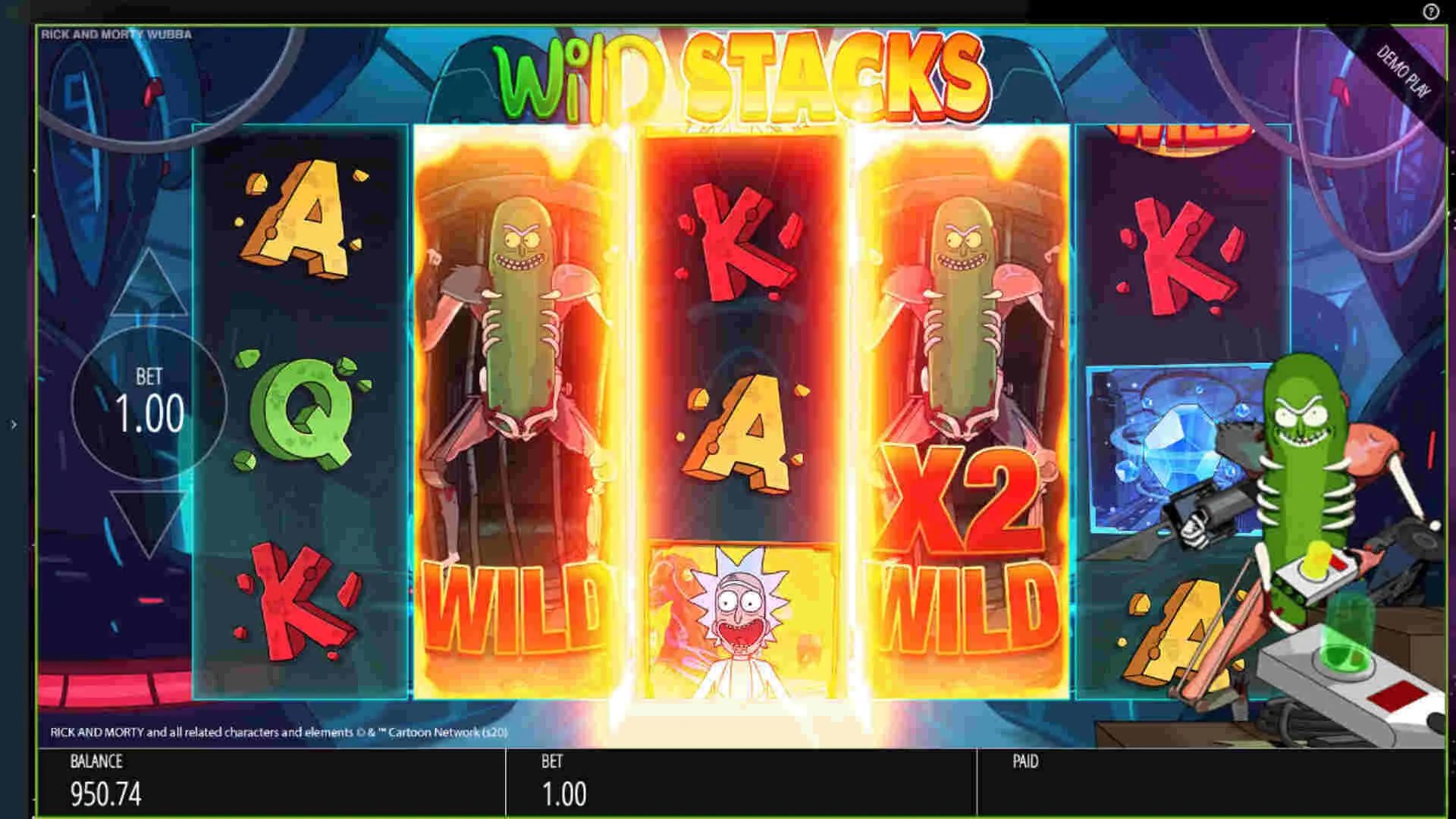 Pickle Rick Power Spin Wild Stacks Background Image