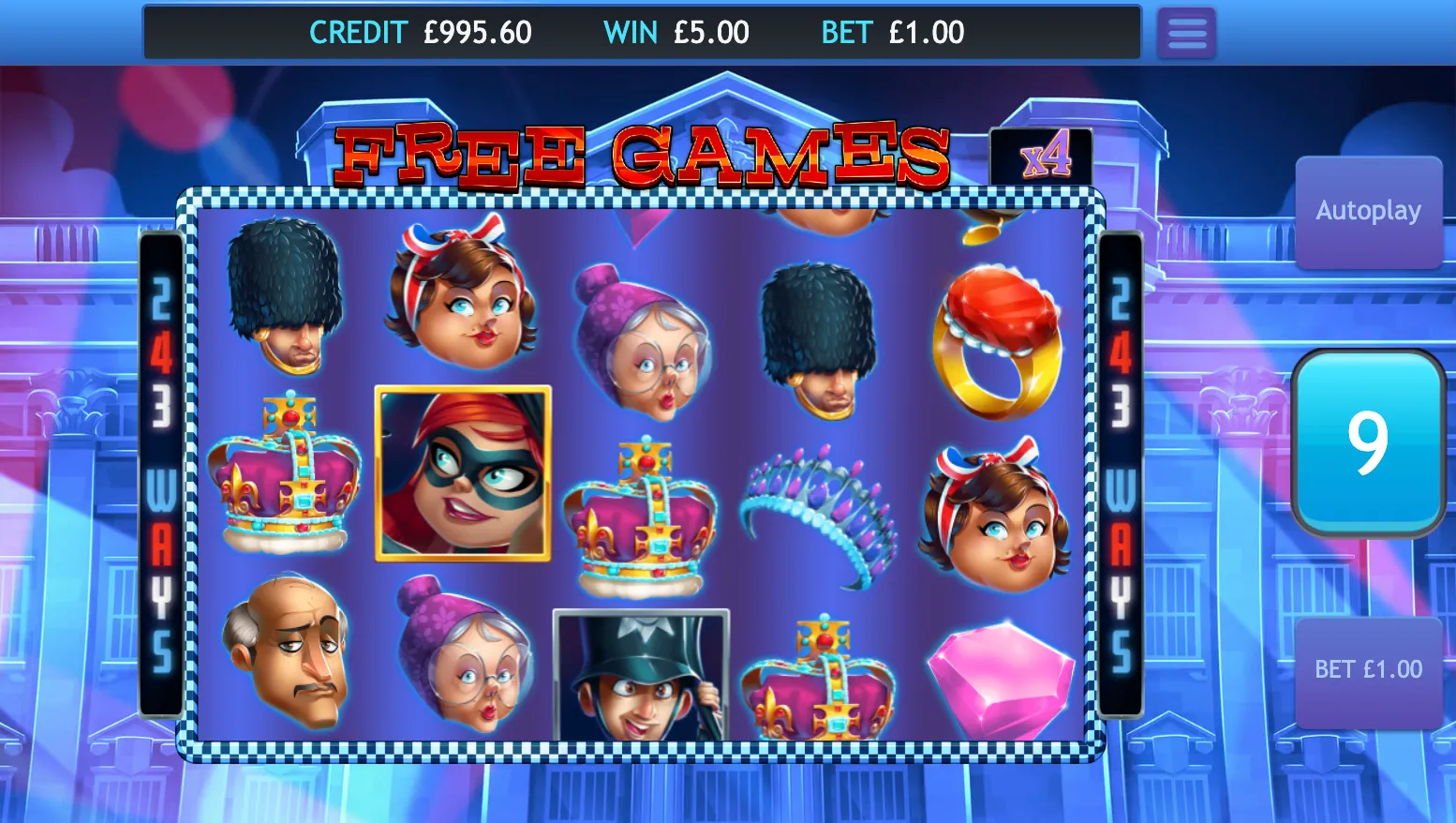 Beat The Bobbies Slot Graphics 243 Ways To Win Background Image