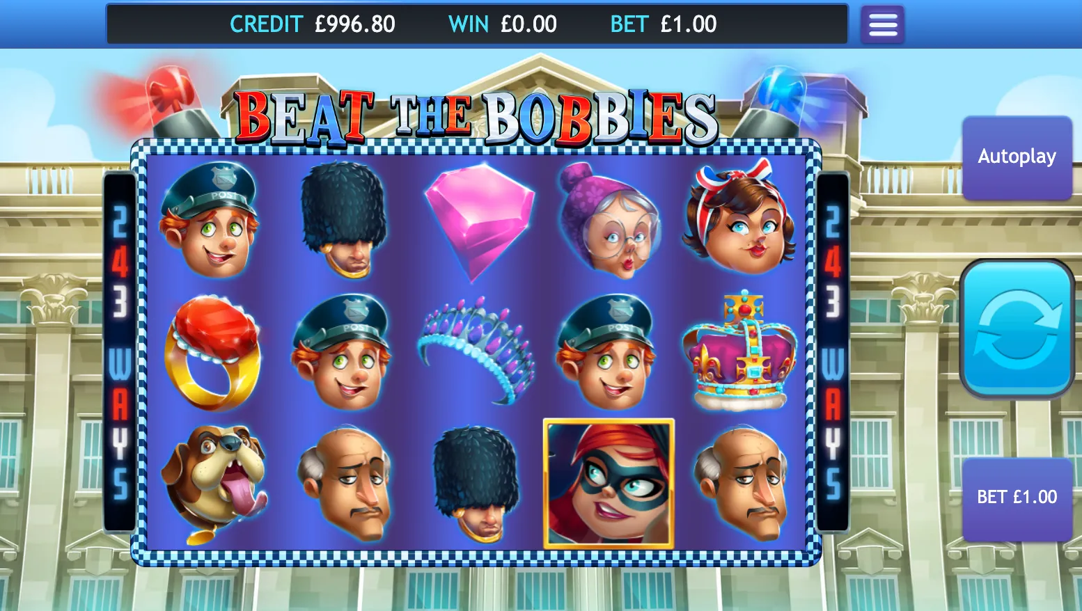 Beat The Bobbies Slot Penny Scatters Background Image