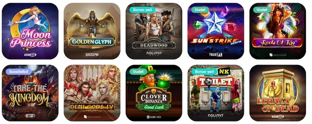 Emojino Casino valikoima ja kategoriat kolikkopeleistä