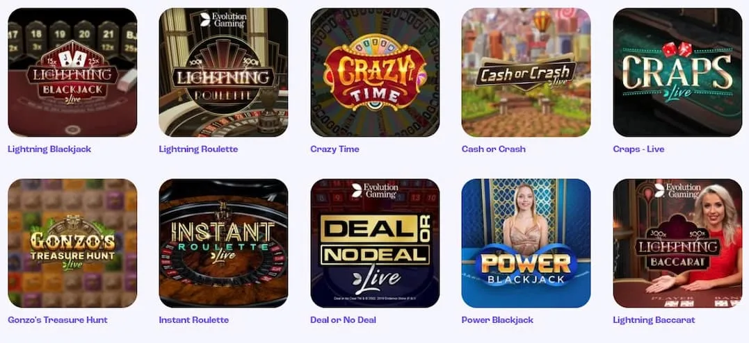 Spinz Casino valikoima ja kategoriat livekasion peleihin