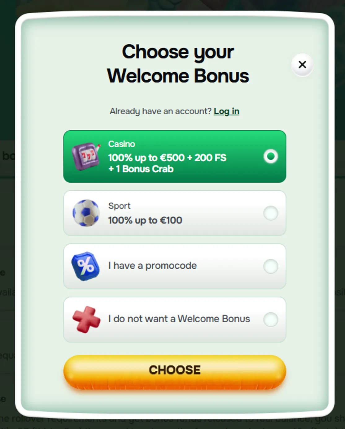 Casinolo Welcome Offer