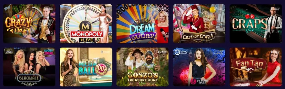 iWild Casino valikoima ja kategoriat livekasinon peleihin