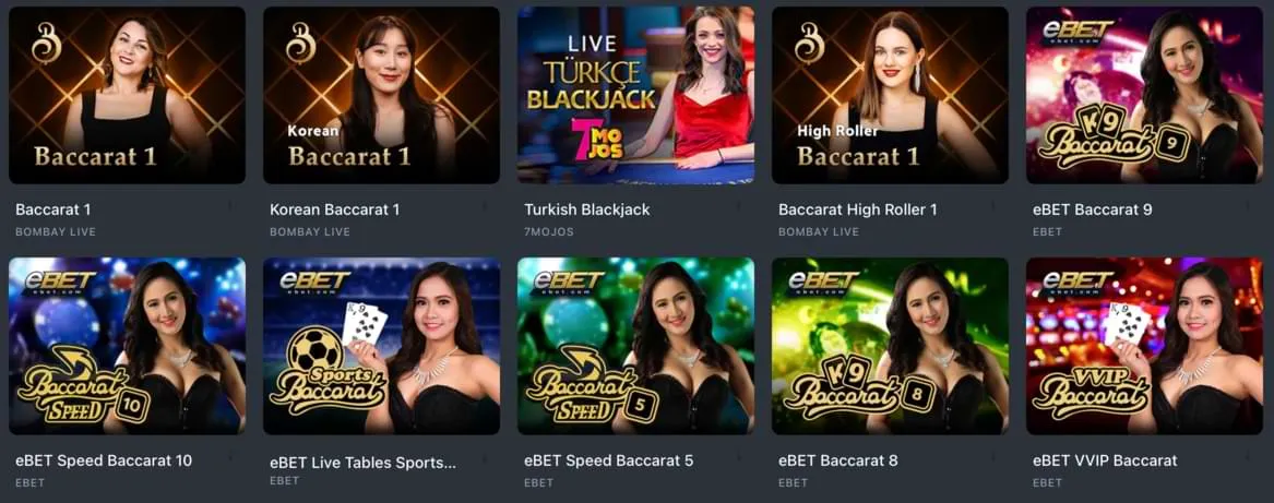 Live-игры казино Sportsbet.io