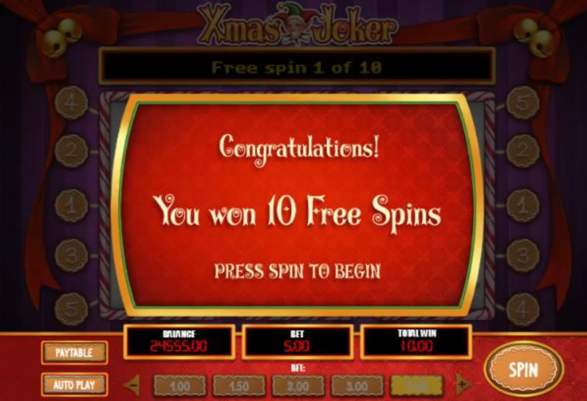 Xmas joker bonuses free spins