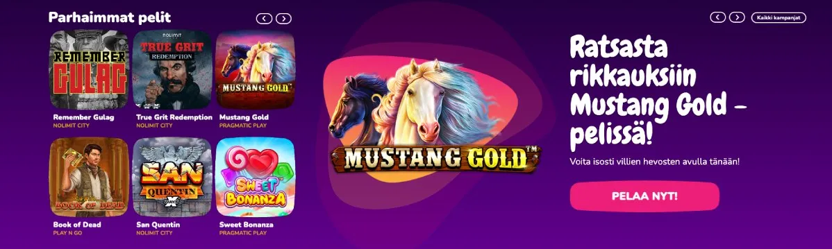 Payoutz Casino ja Mustang Gold peli