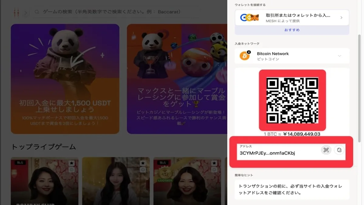 Step3. QRコードを読み込みorアドレスをコピーする