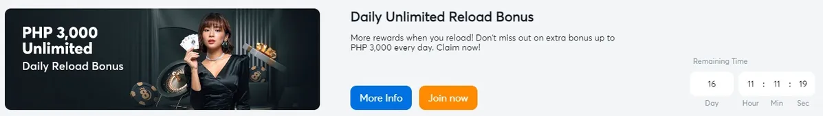 Daily unlimited reload bonus
