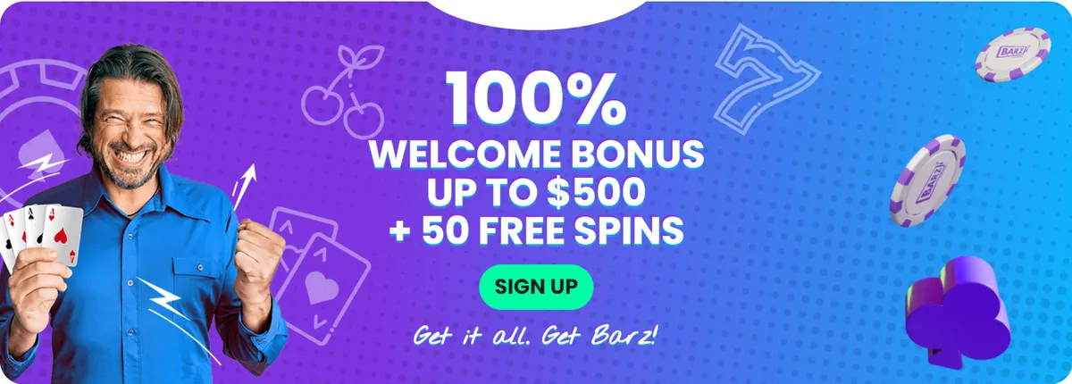 Barz casino welcome bonus.