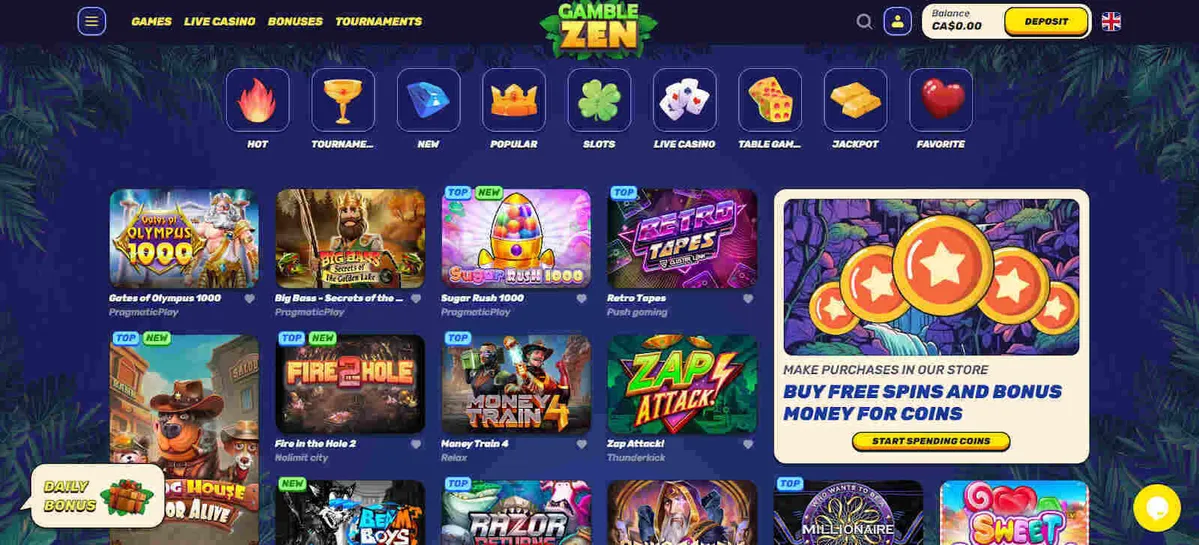 Thousands of casino games at Gamblezen Casino