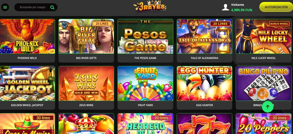 Conoce el catálogo de tragamonedas del casino online 3 Reyes