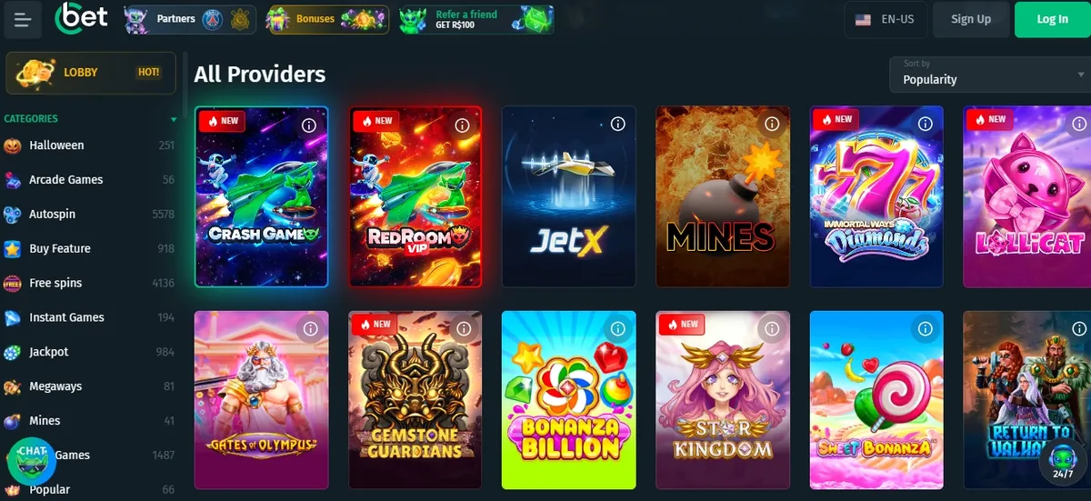 Descubre el catálogo de juegos de casino de Cbet