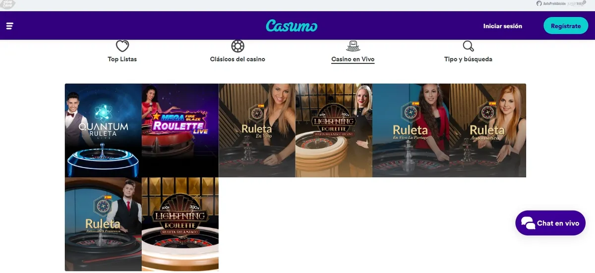 Descubre el catálogo de casino en vivo de Casumo