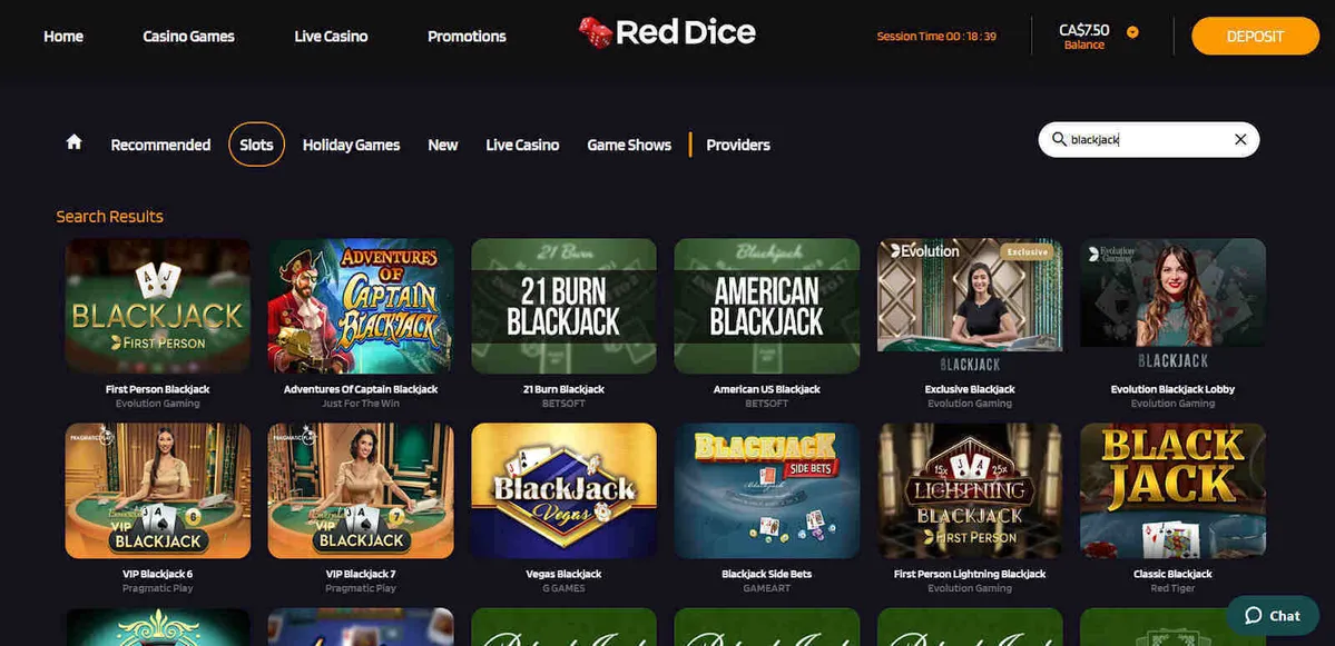 How's the RedDice Casino table game selection?