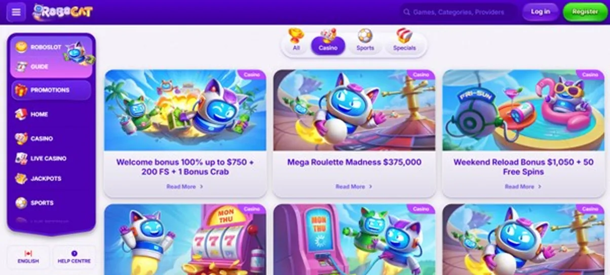 What Robocat Casino bonuses are there?