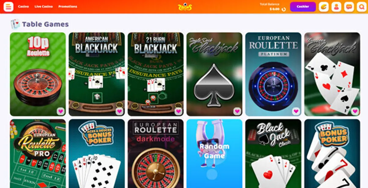 7signs Casino table games