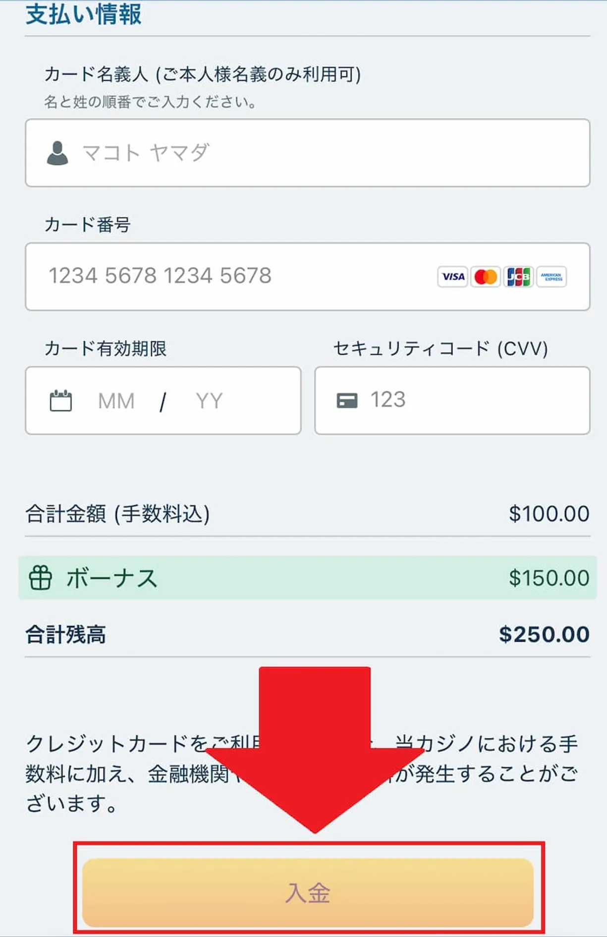 ビザカード 入金方法6
