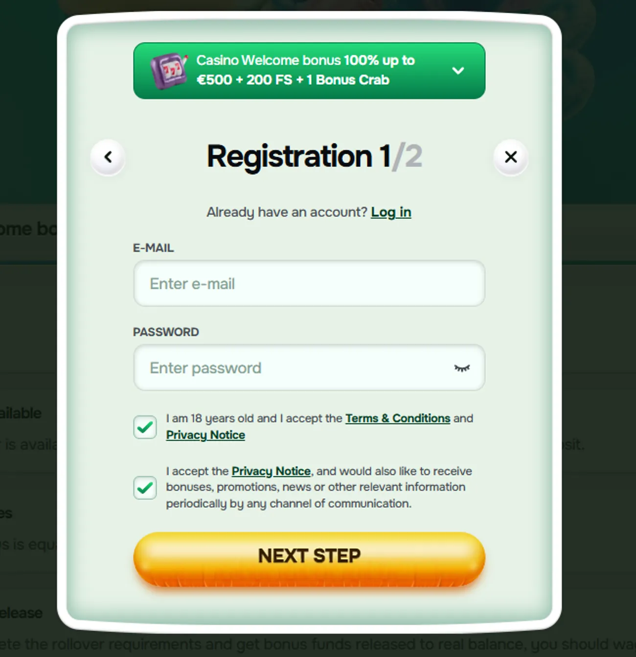 Casinolo Registration Details