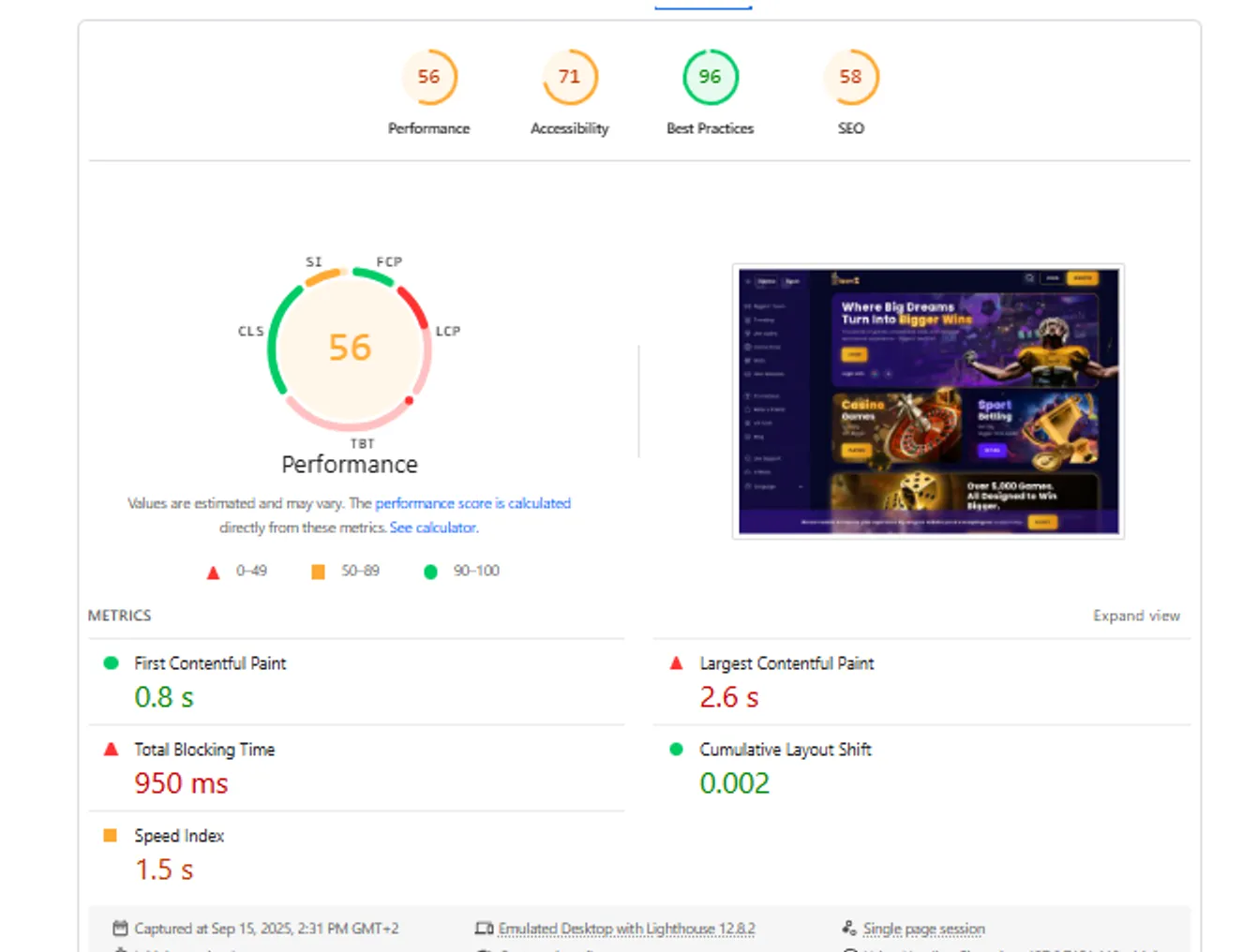 Biggerz casino site performance