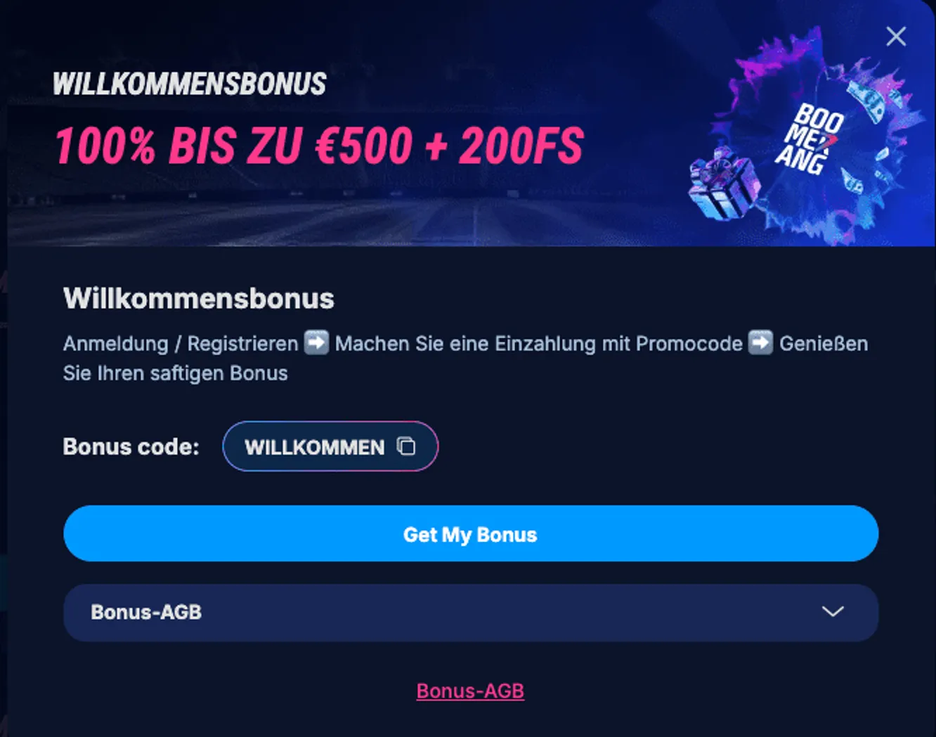 Boomerang-Bet-io Casino Willkommensbonus