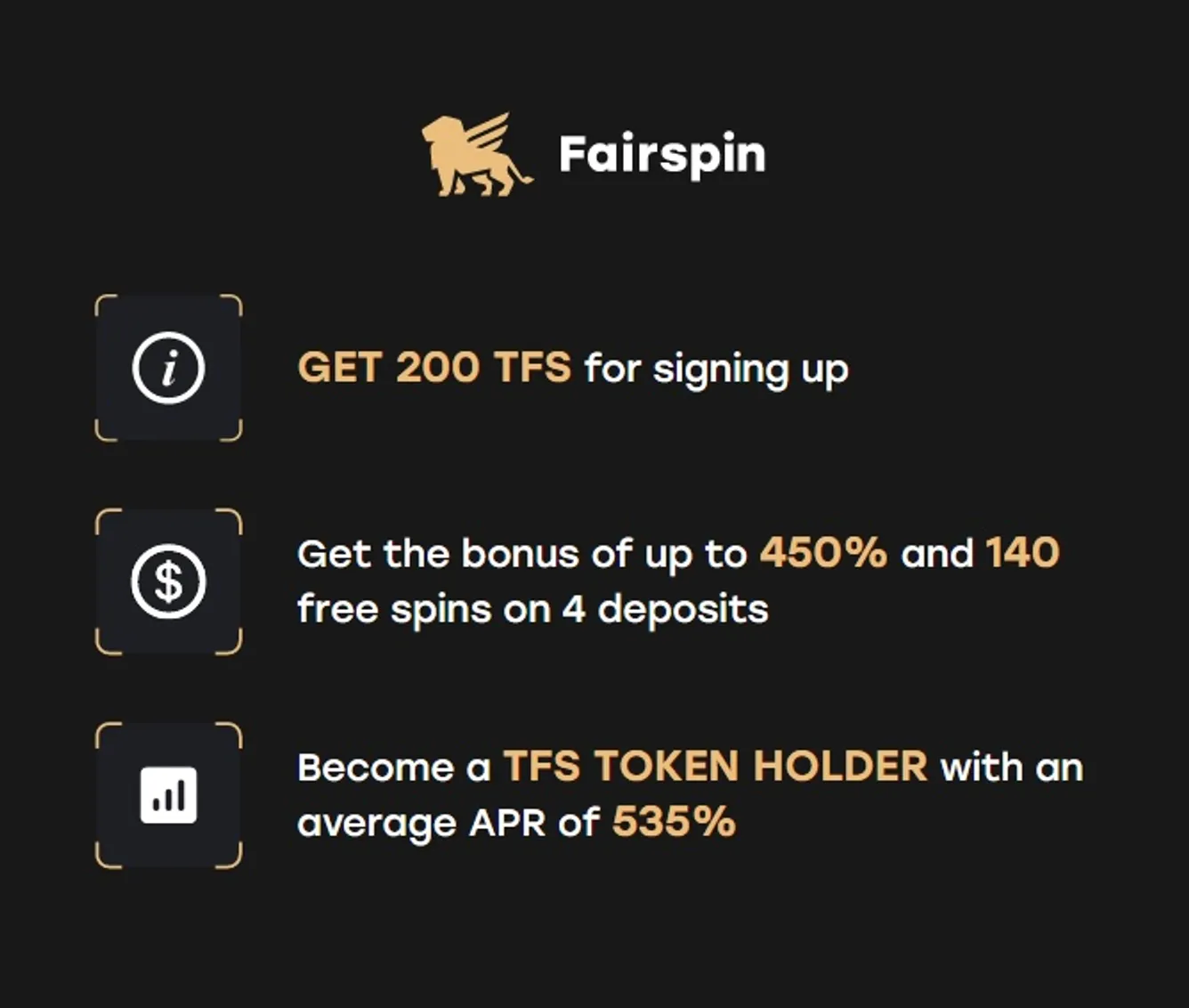 Fairspin โบนัสต้อนรับจากคาสิโนออนไลน์