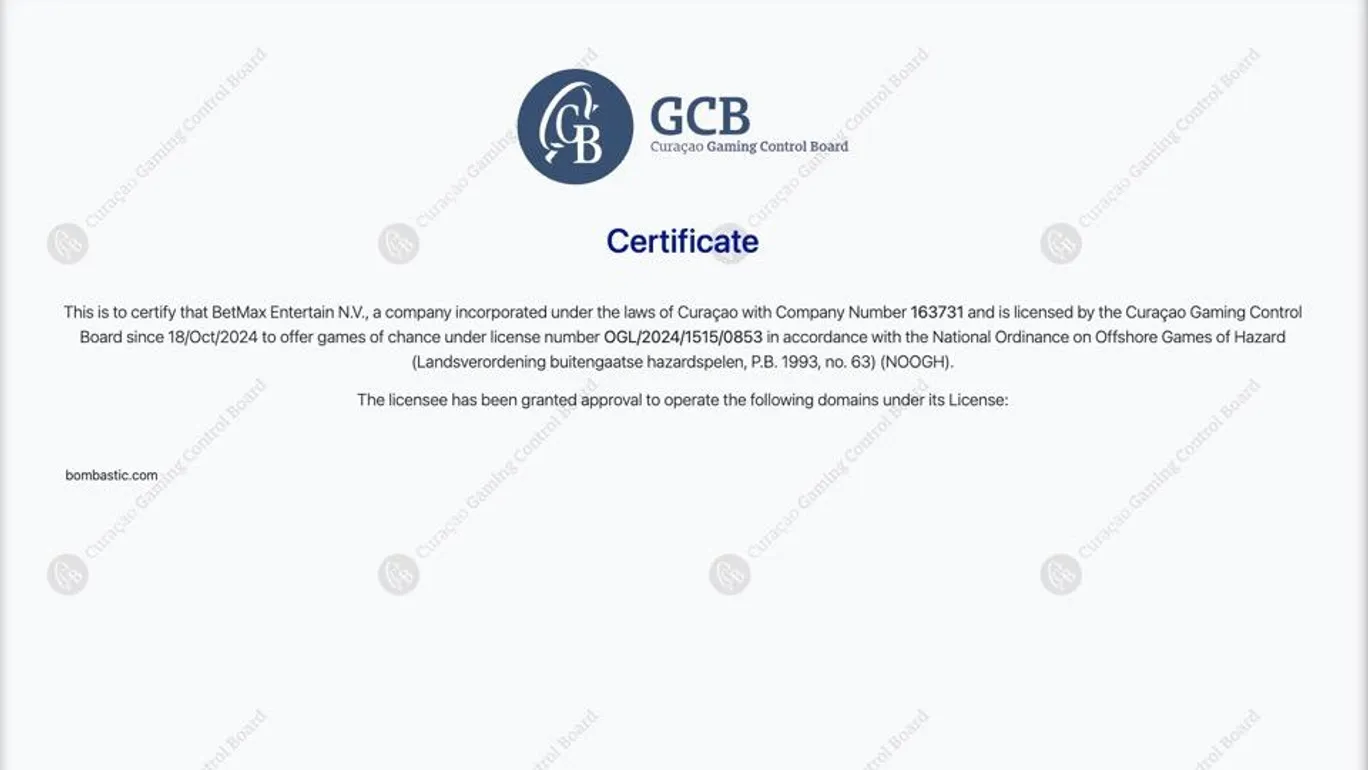ボンバスティックカジノのライセンス・安全性について