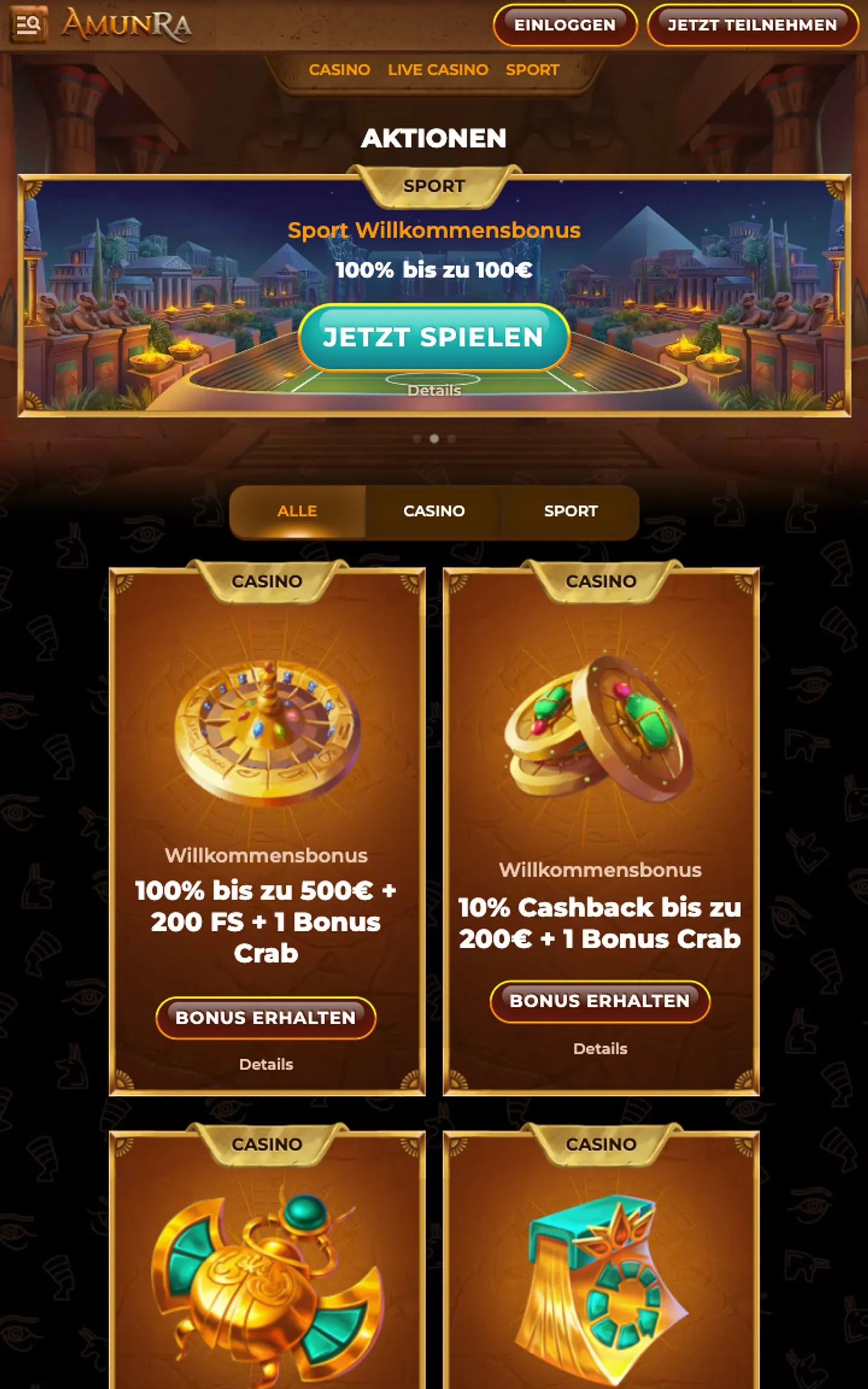 Amunra Casino Bonus