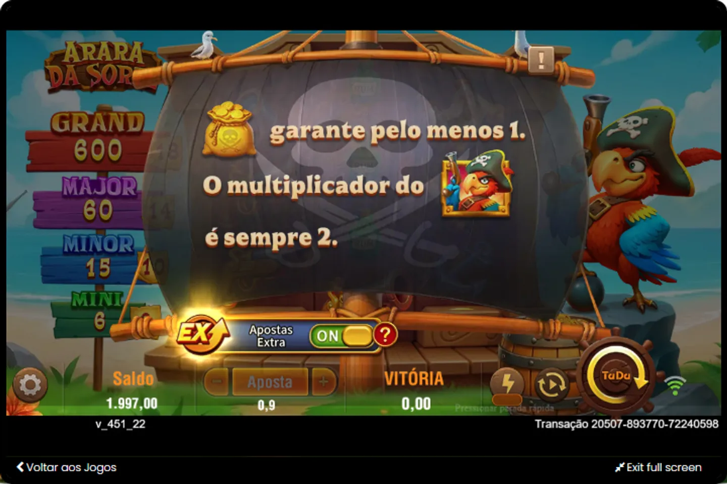 aposta ante no Lucky Macaw, o Arara da Sorte