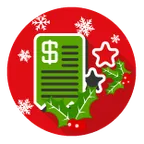 A paper with a dollar sign and a christmas motif