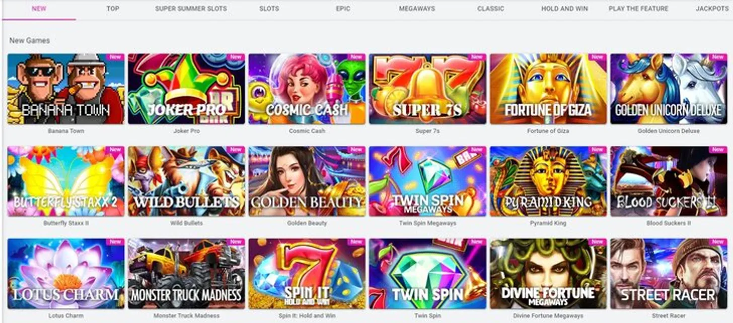 Screenshot of slots at Pulsz casino