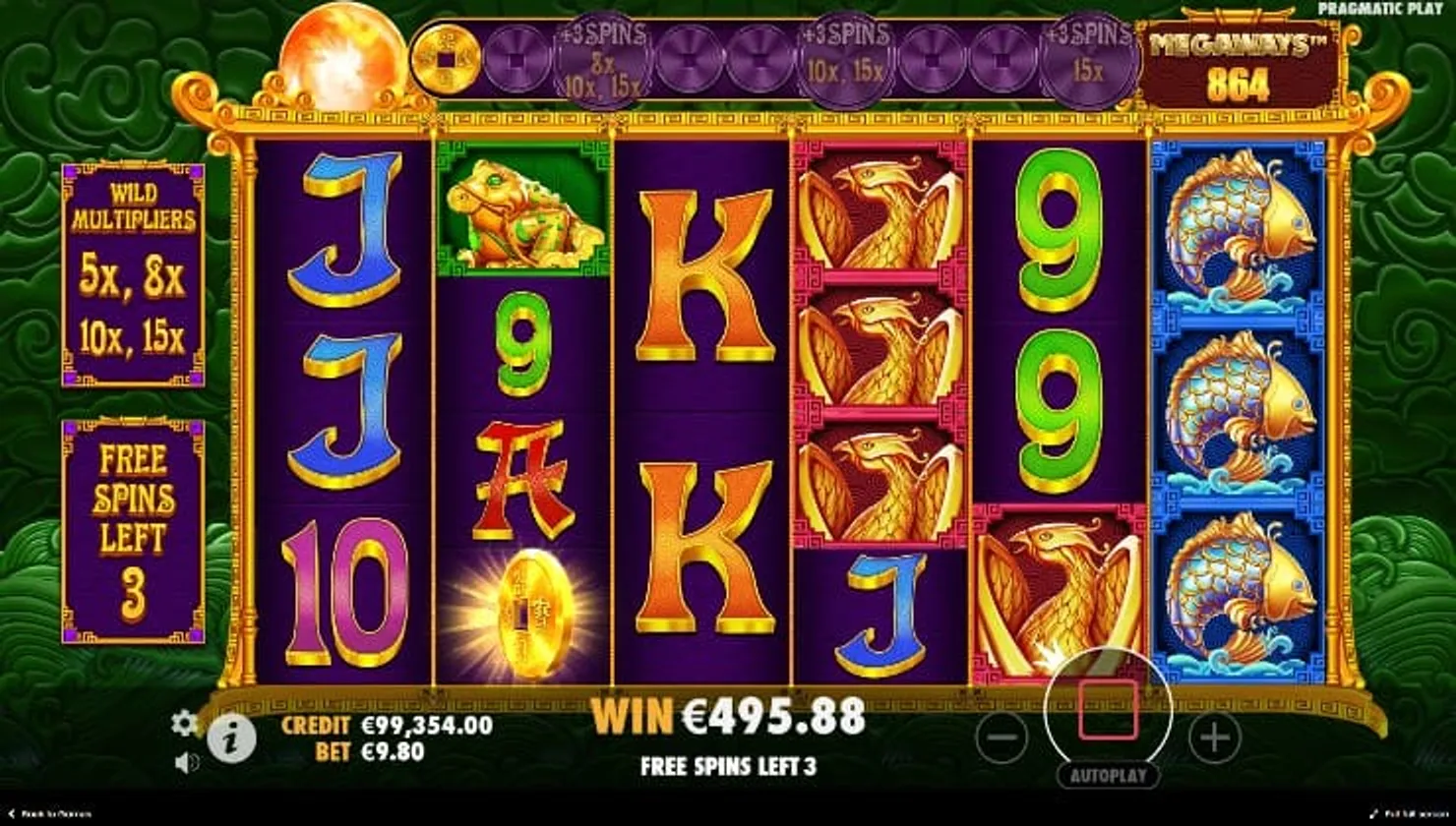 Free spins with the Level Up coin landing on reel 2