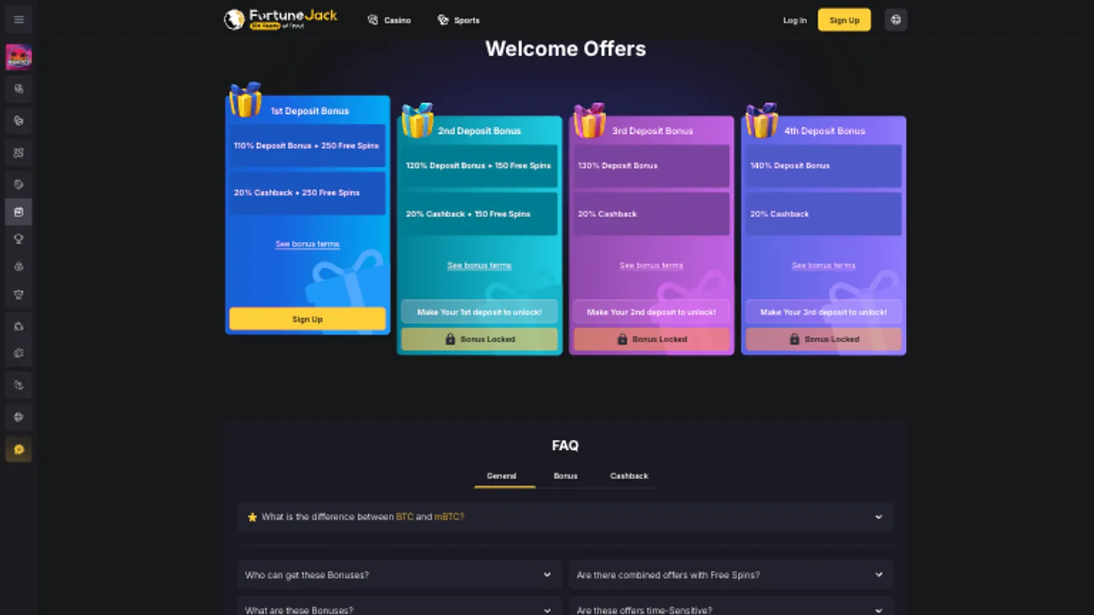 FortuneJack casino welcome offers