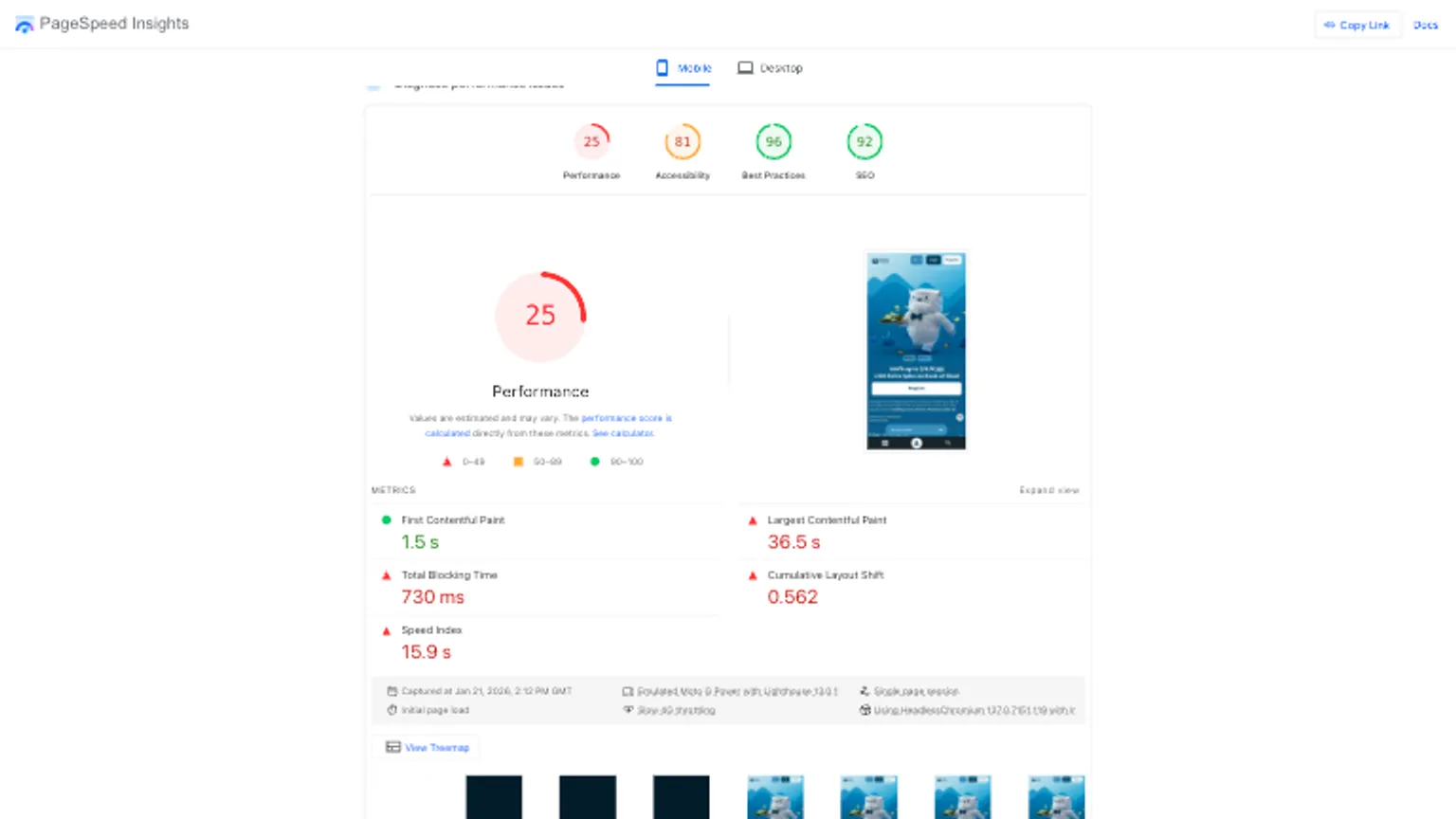Yeti casino mobile and browser performance