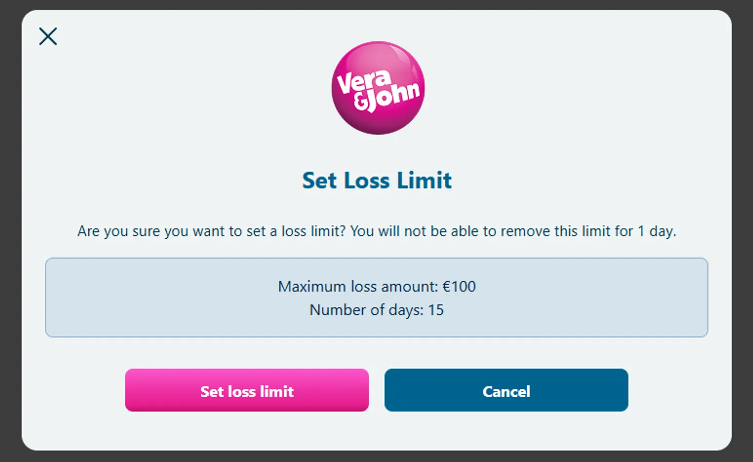 Responsible gambling tools at Vera & John casino