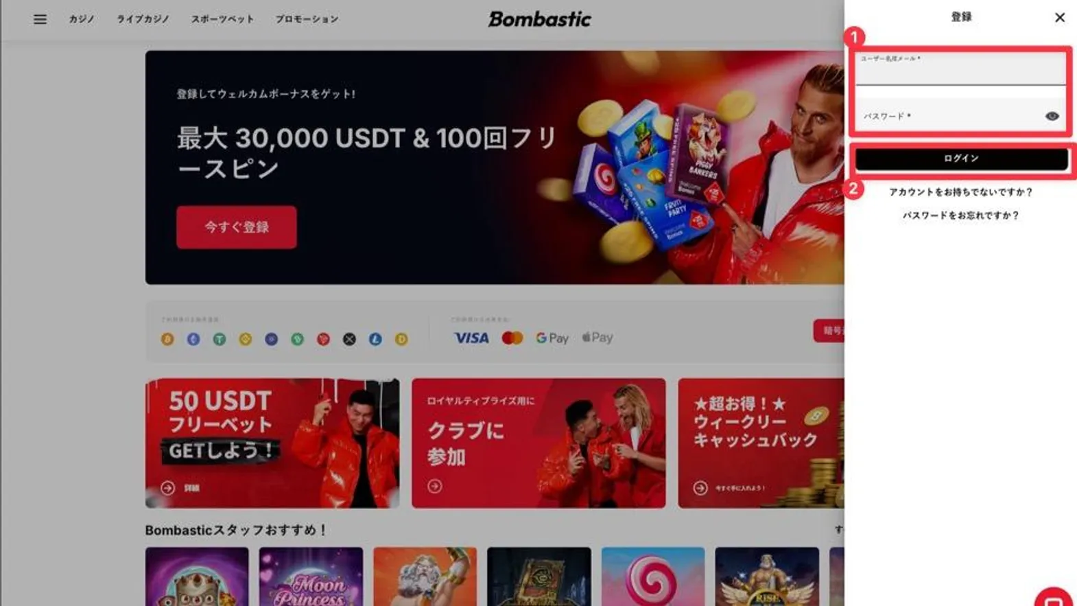 ログイン手順②：アカウント情報入力