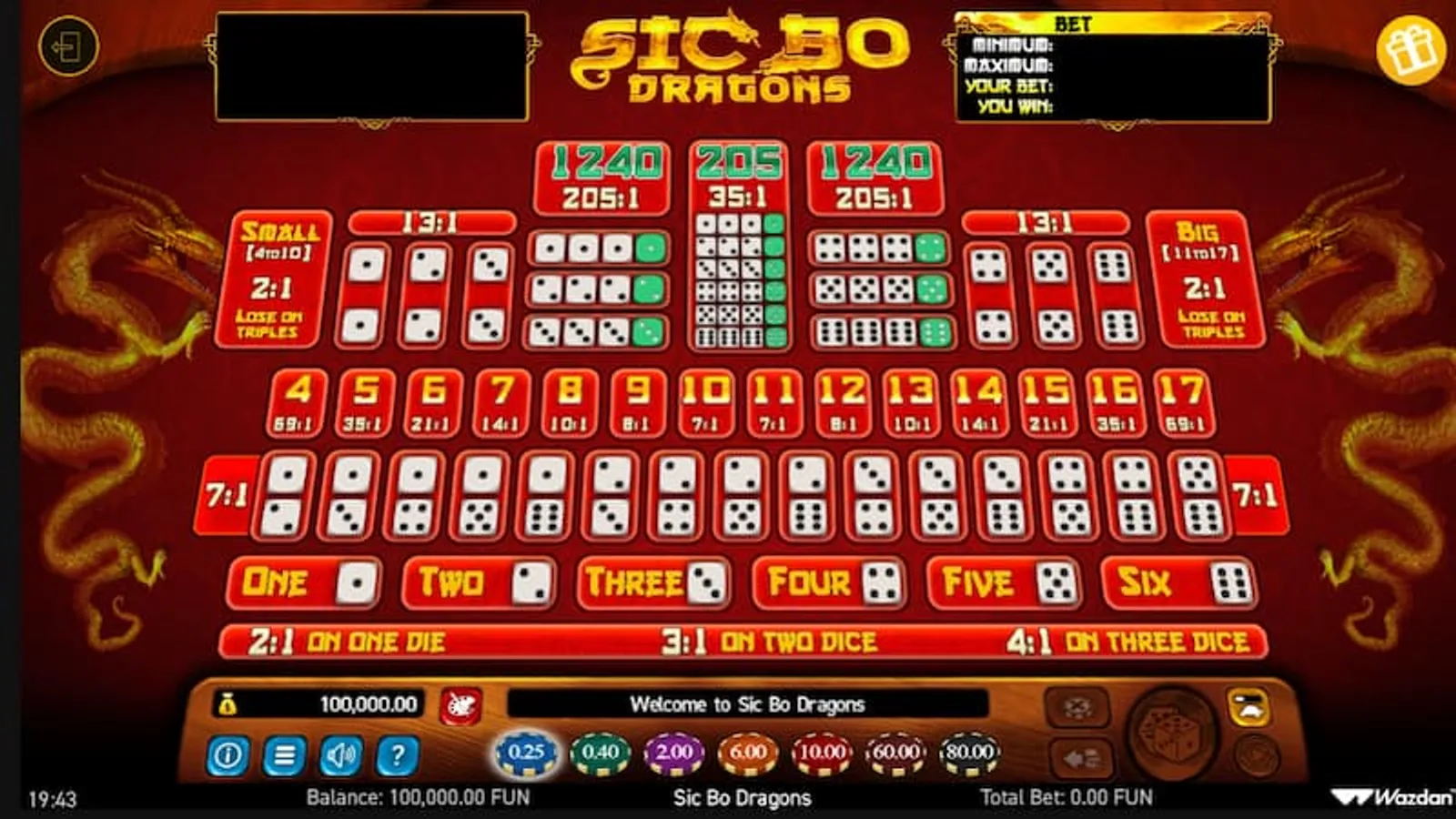 オンラインカジノゲーム　シックボー