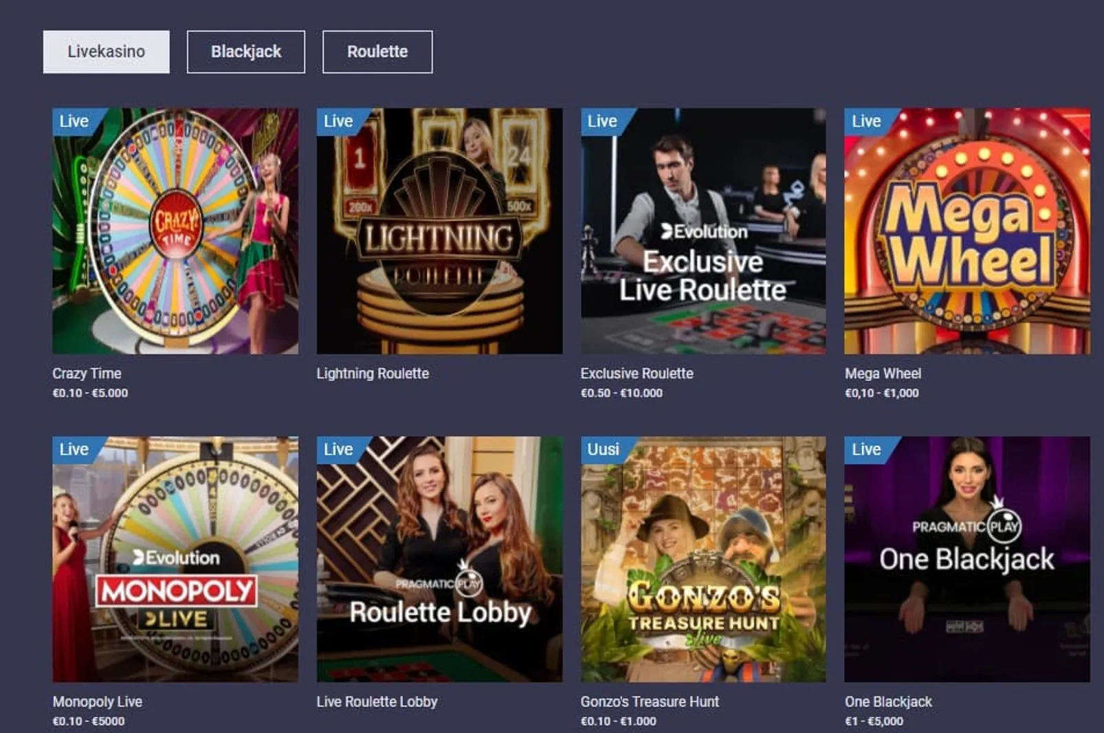 Maria Casino livekasino pelit