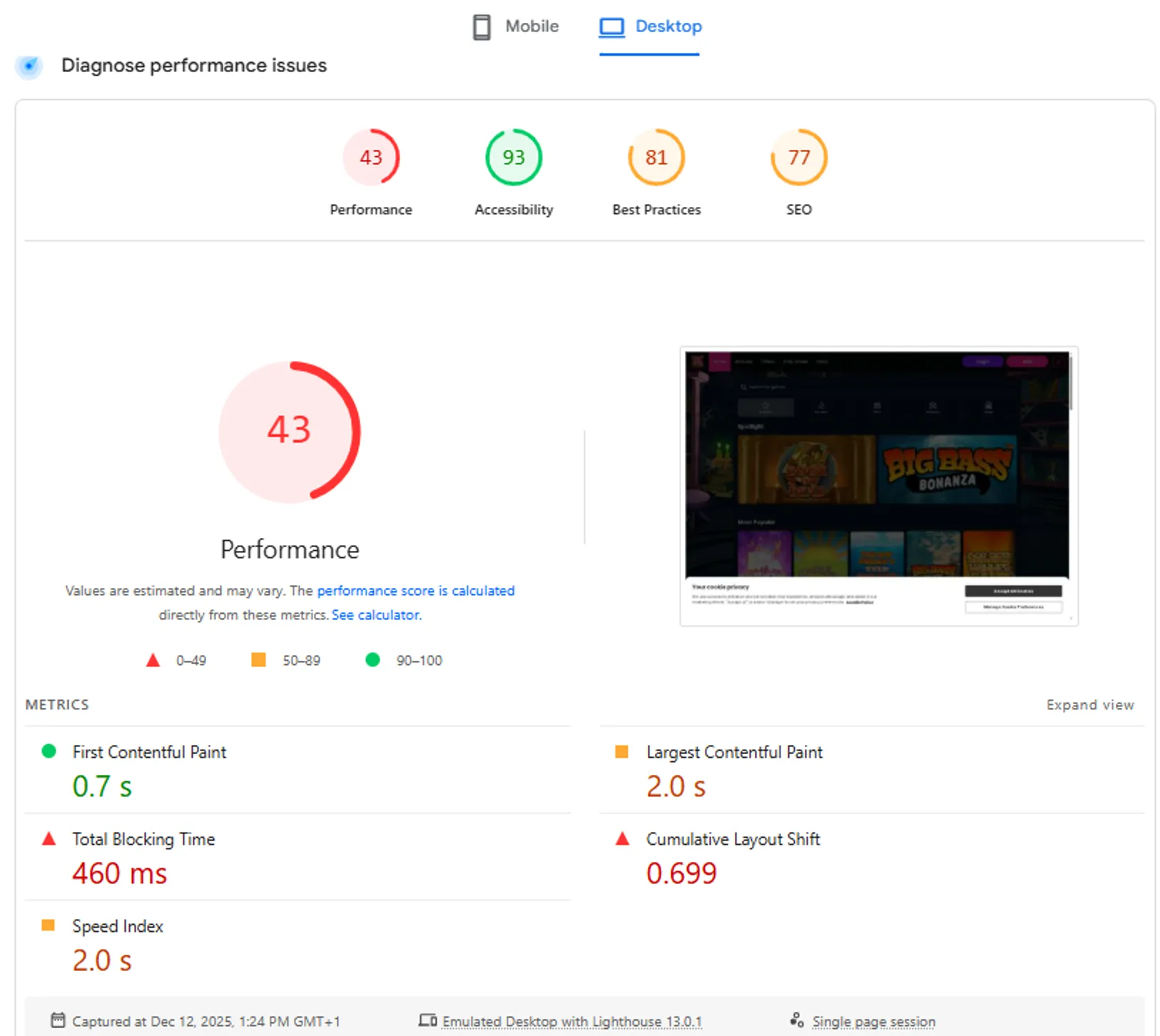 User experience and site performance