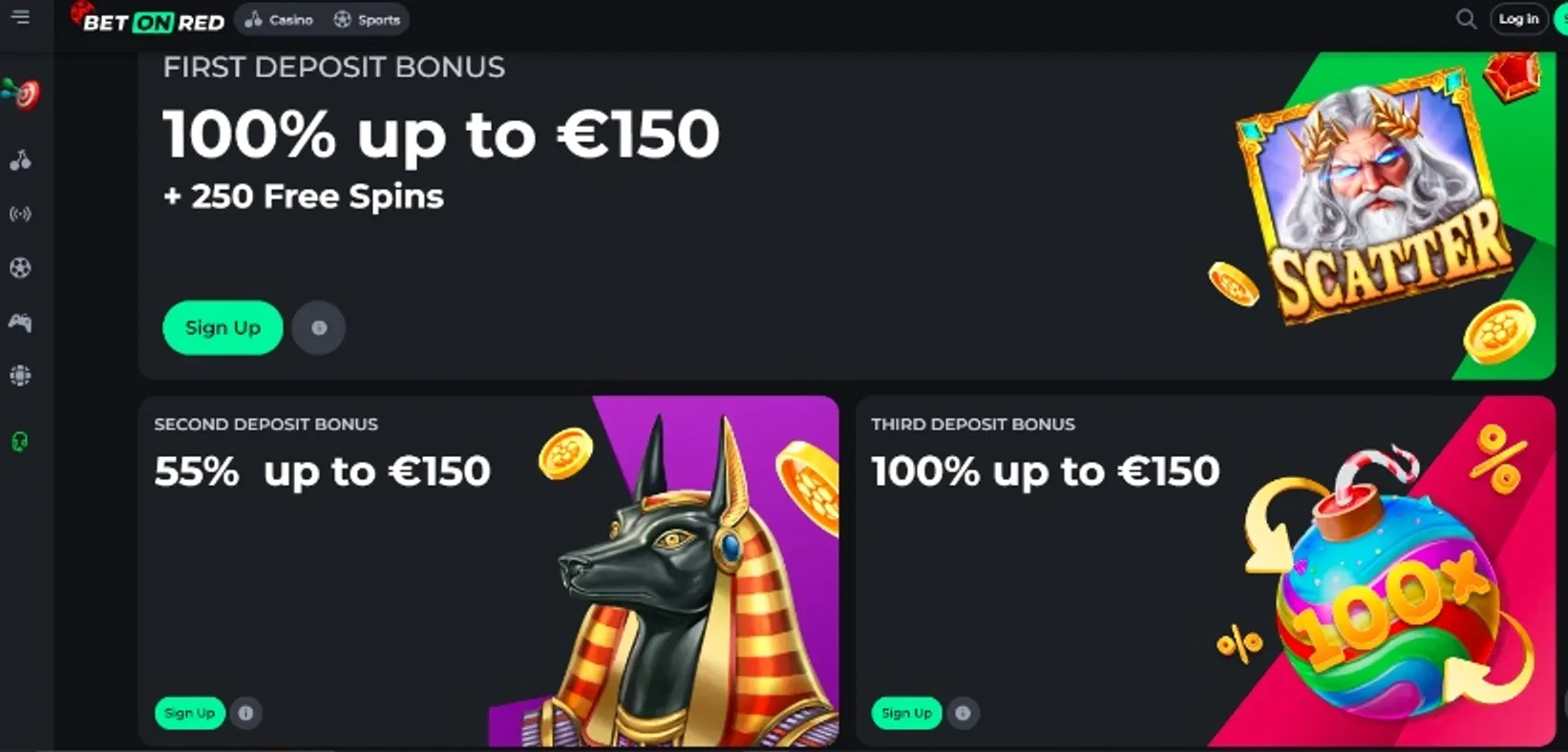 Claim your bonus at BetOnRed Casino