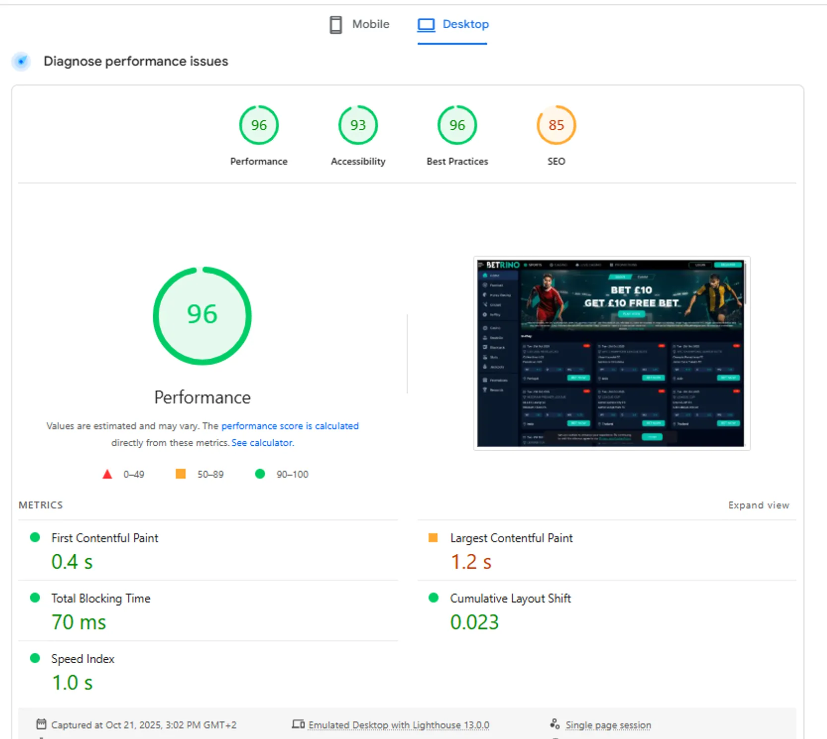 User experience and site performance