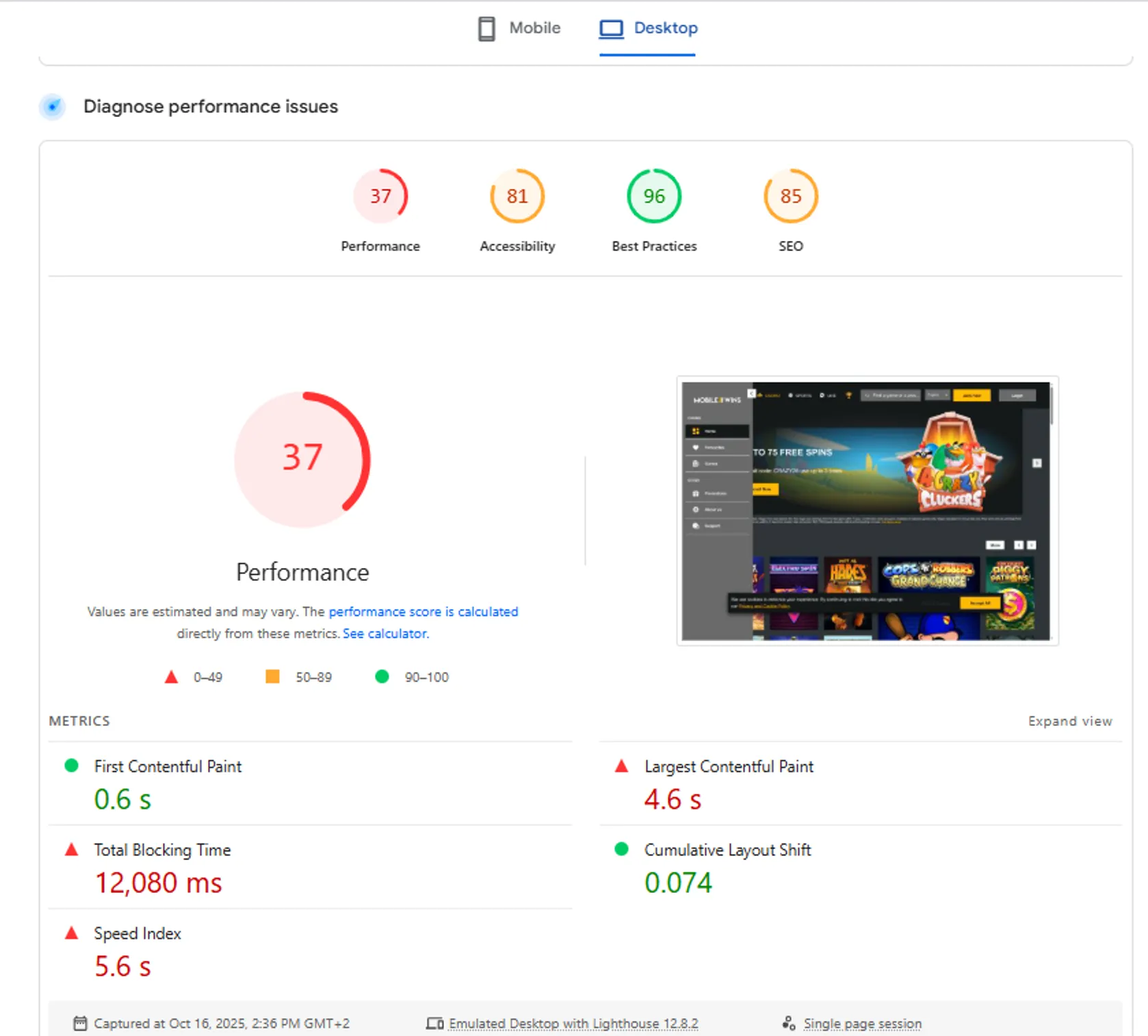 Performance Issues Mobile Wins