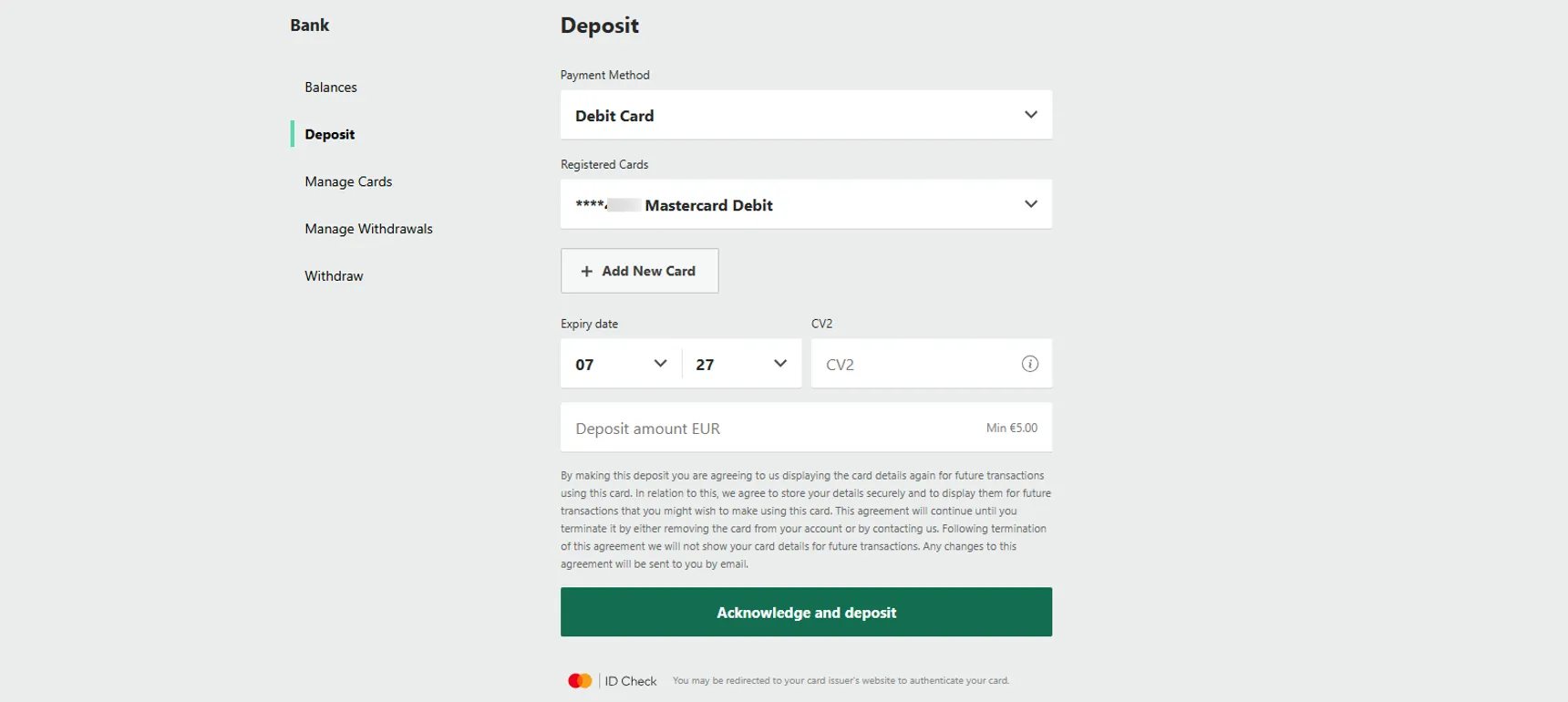 How to deposit using a mastercard