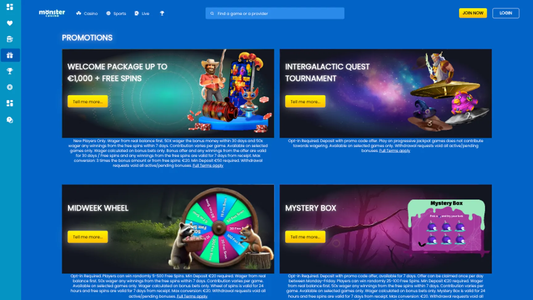 Monster Casino bonuses