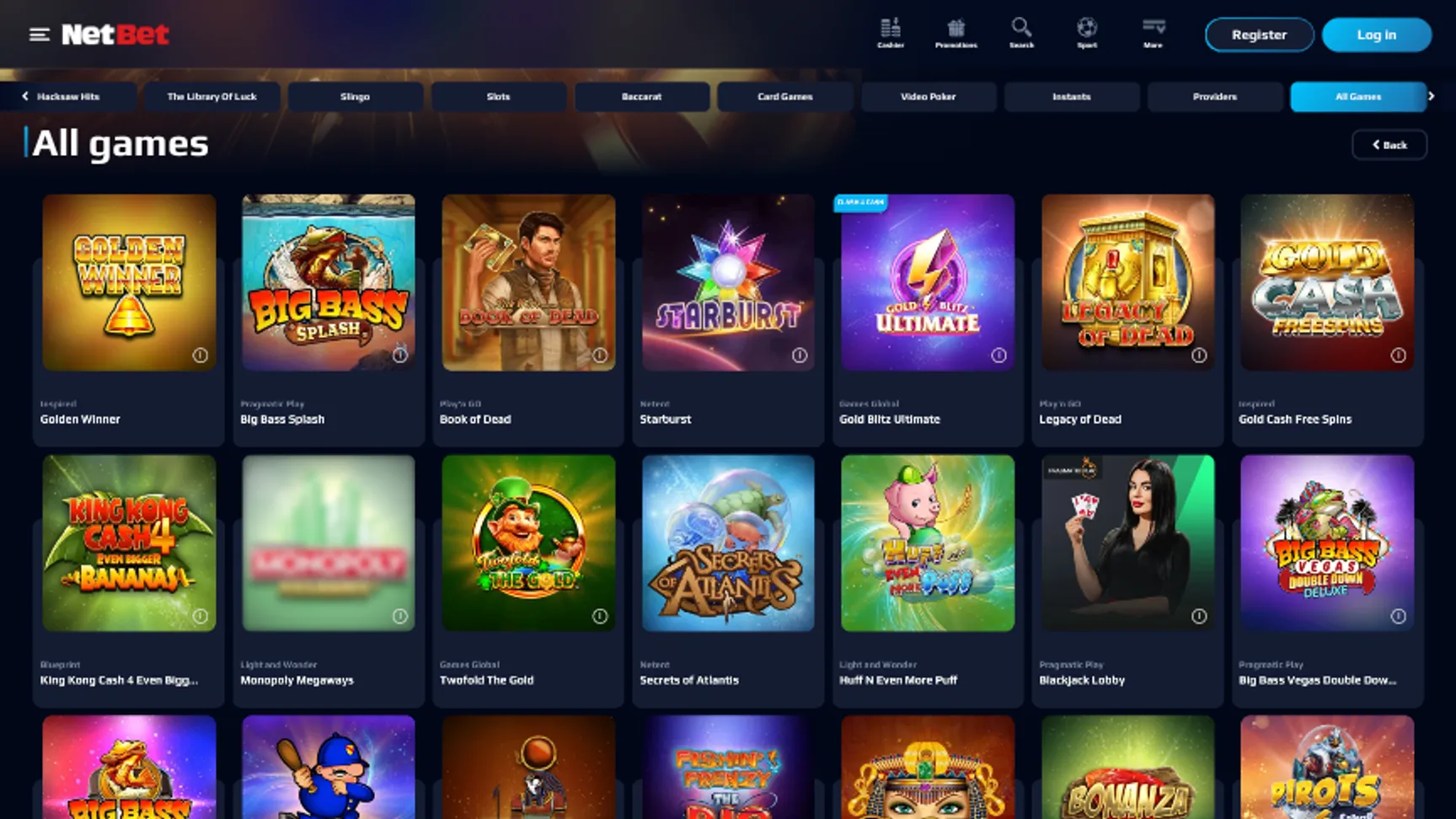 Games at NetBet casino