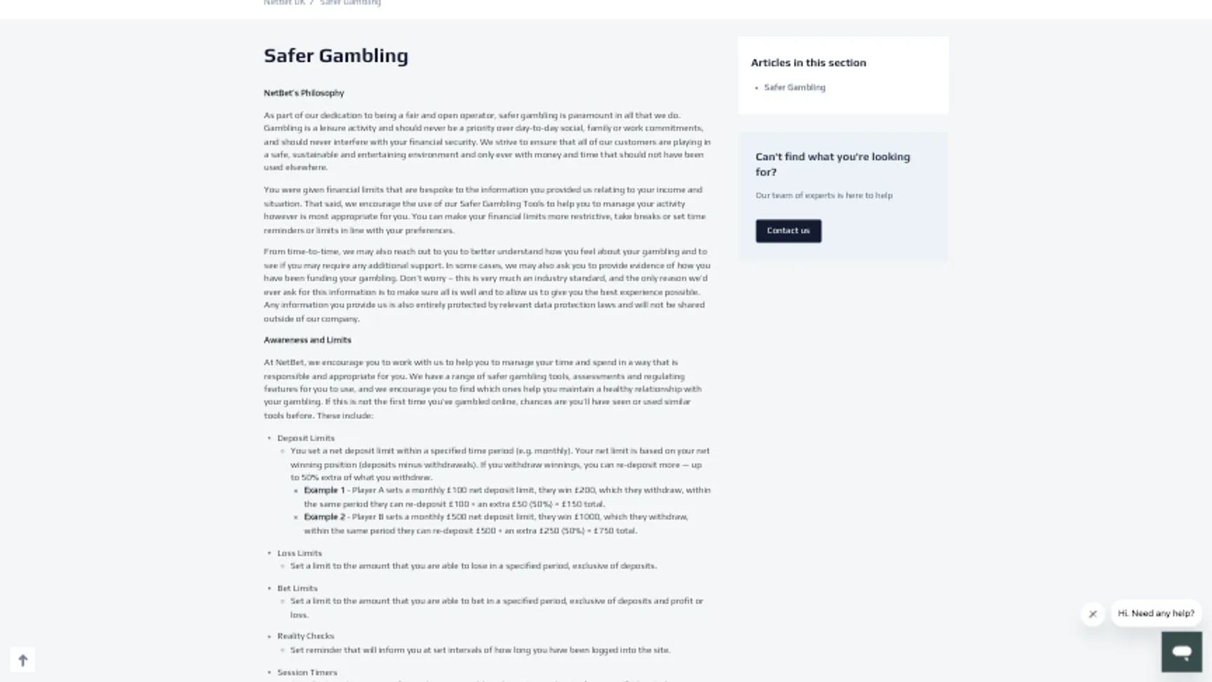 Responsible gambling tools at NetBet casino